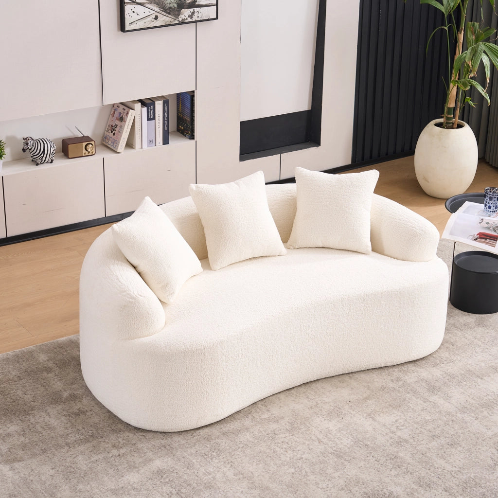 Divano 2 posti 102 cm in ciniglia bianca con schiuma e molle insacchettate
