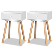 Set di 2 Comodini | Armadio da Notte | Mobiletto da notte Set in Massello di Pino 40x30x61 cm Bianchi