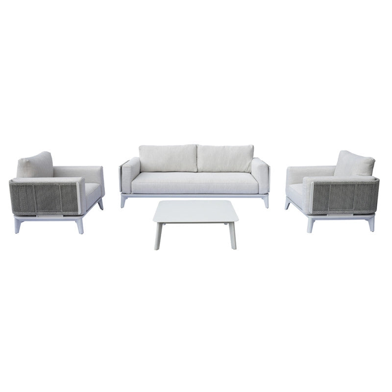 Salotto Nantes Alluminio Bianco E Corda Wicker Moia