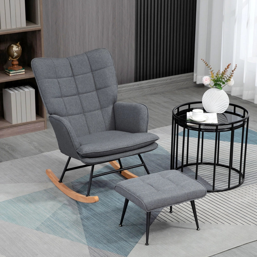 Poltrona a Dondolo con Poggiapiedi ¨C zephmum ¨C Grigio 64x89x90 cm