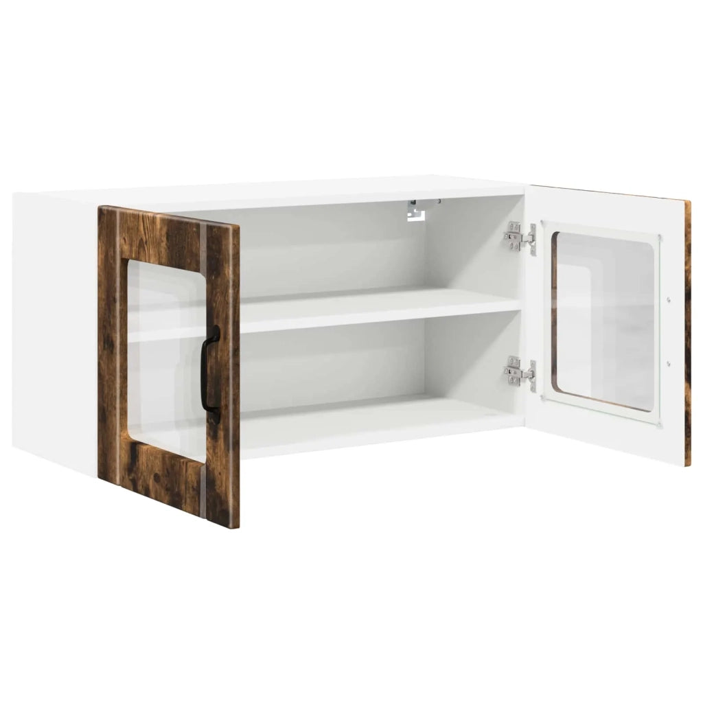 Pensile da cucina | Mobile in vetro da parete PORTO Rovere fum¨¦ 80 x 31 x 40 cm