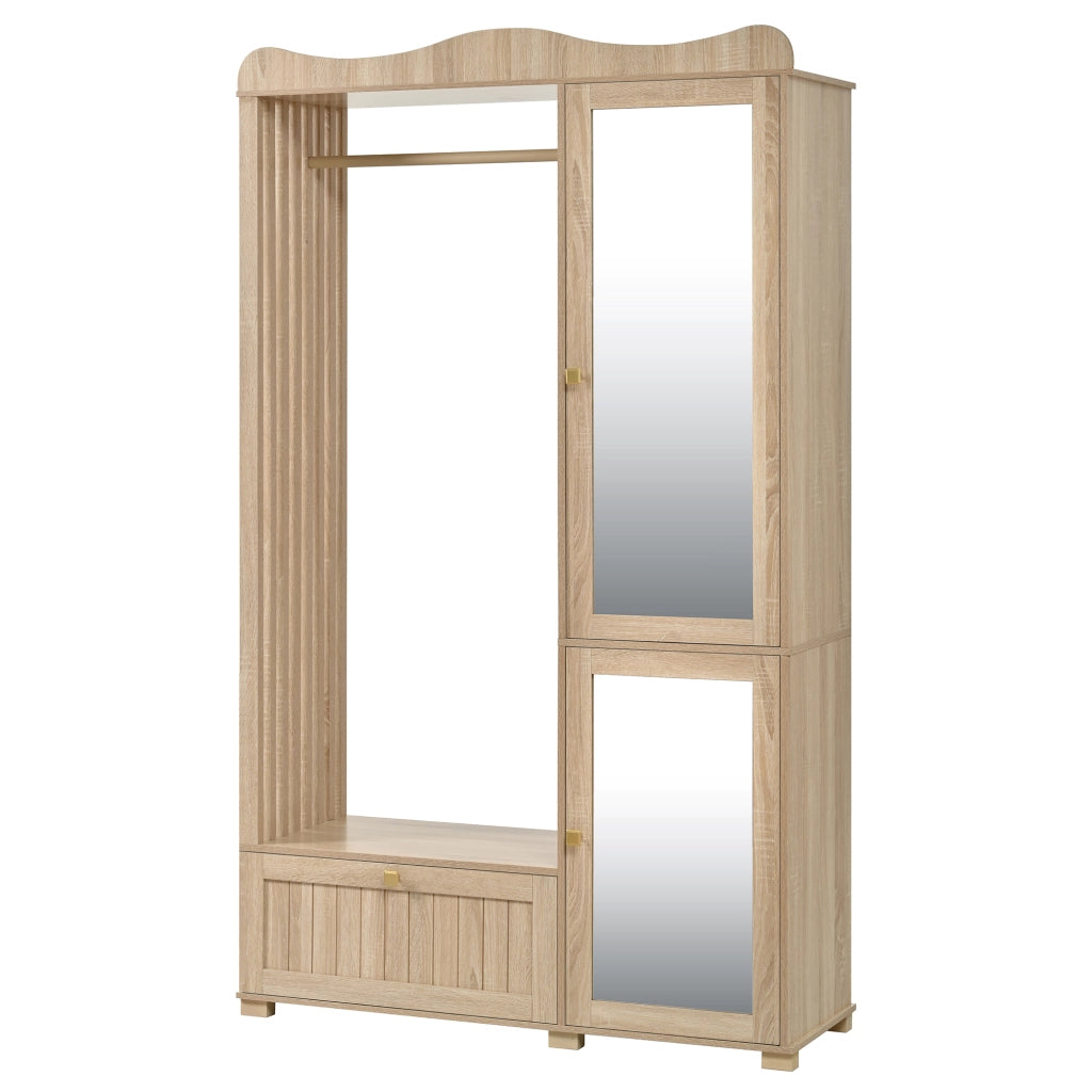 Armadio con Specchio e Appendiabiti ¨C MINIMAL ¨C Bianco, 2 Ante, Cassetti