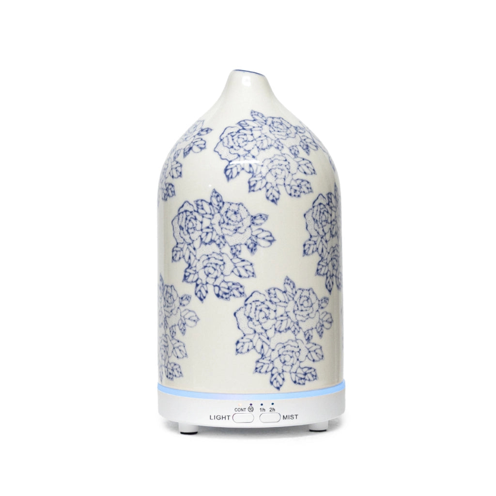 Diffusore di Aromi 80 ml in Ceramica con Luce LED 7 Colori, Umidificatore per Oli Essenziali con Timer 1/2 Ore, Alimentazione USB-C 5V, Design Compatto