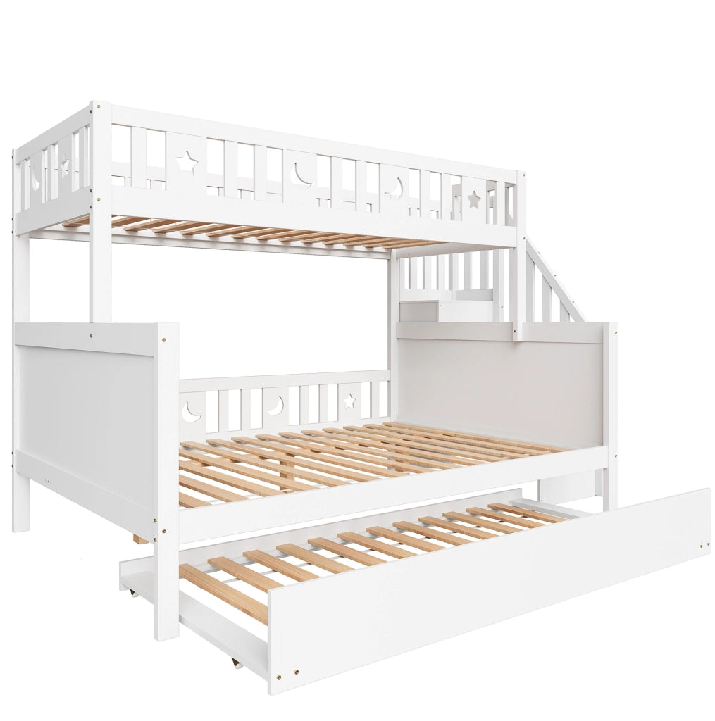 Letto a castello bimbi 140x200 cm in MDF bianco con contenitore, senza materassi