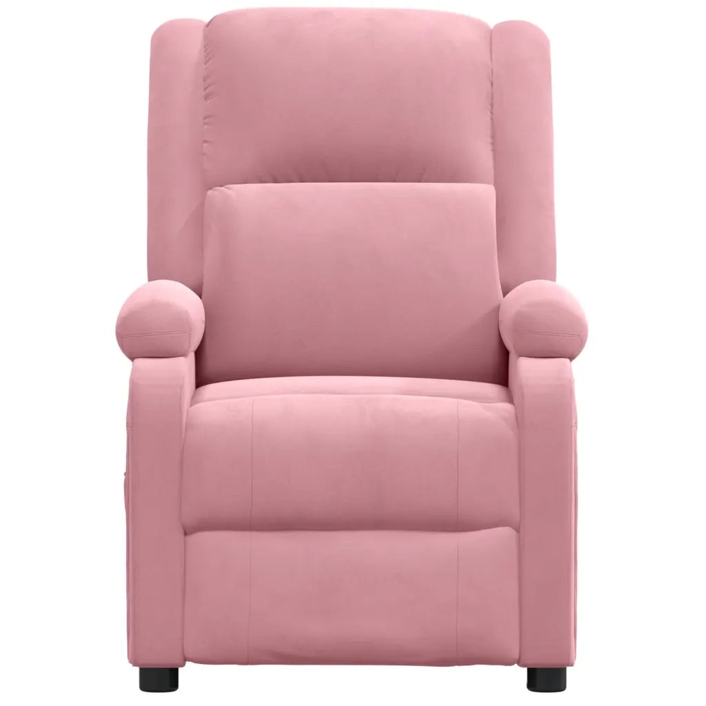 Poltrona Elettrica Reclinabile Massaggio in Velluto Rosa 3098397