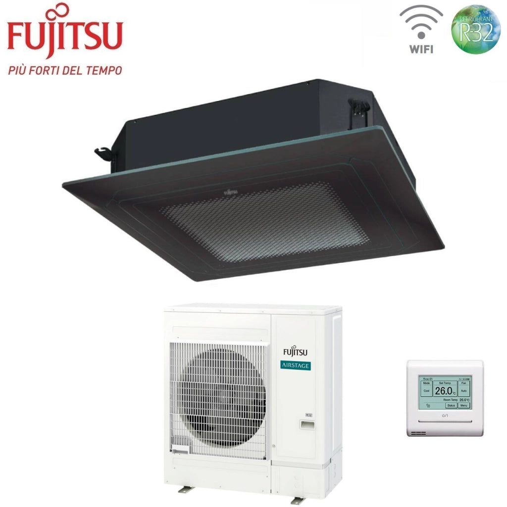 Condizionatore a Cassetta Fujitsu KR Circular Flow Black 54000 Btu AUXG54KRLB Monofase R-32 Wi-Fi Optional con Griglia e Filocomando
