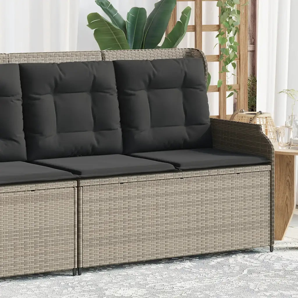 Panchina Reclinabile Giardino | Panca da Giardino con Cuscini Grigio Chiaro Polyrattan