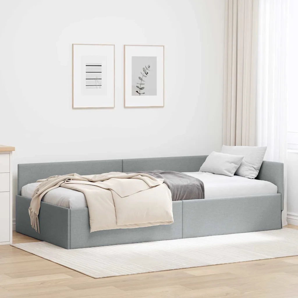 Cornice del letto ad angolo Grigio chiaro 100 cm x 200 cm