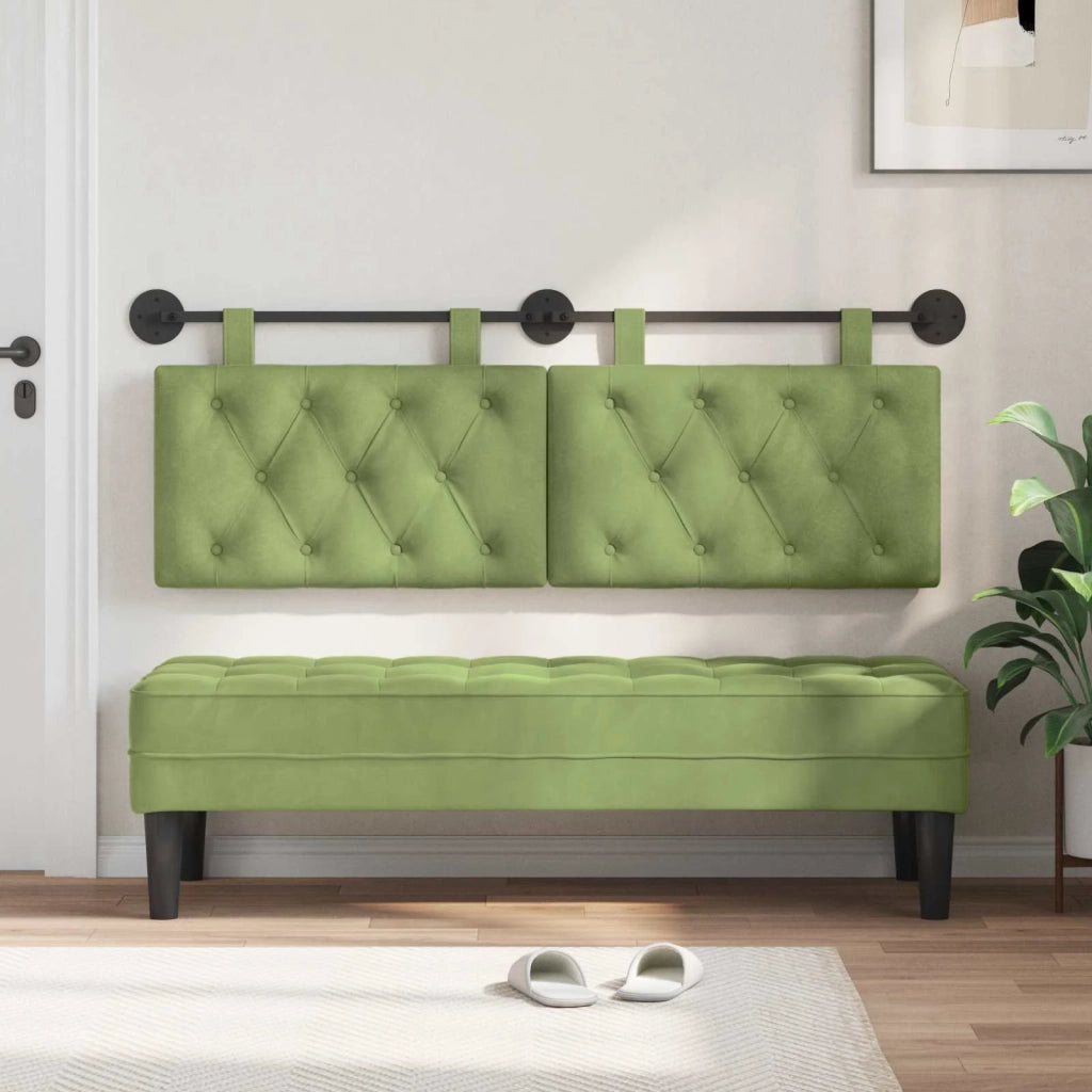 Testiera | Testata sospesa Con luce LED Verde chiaro Velluto