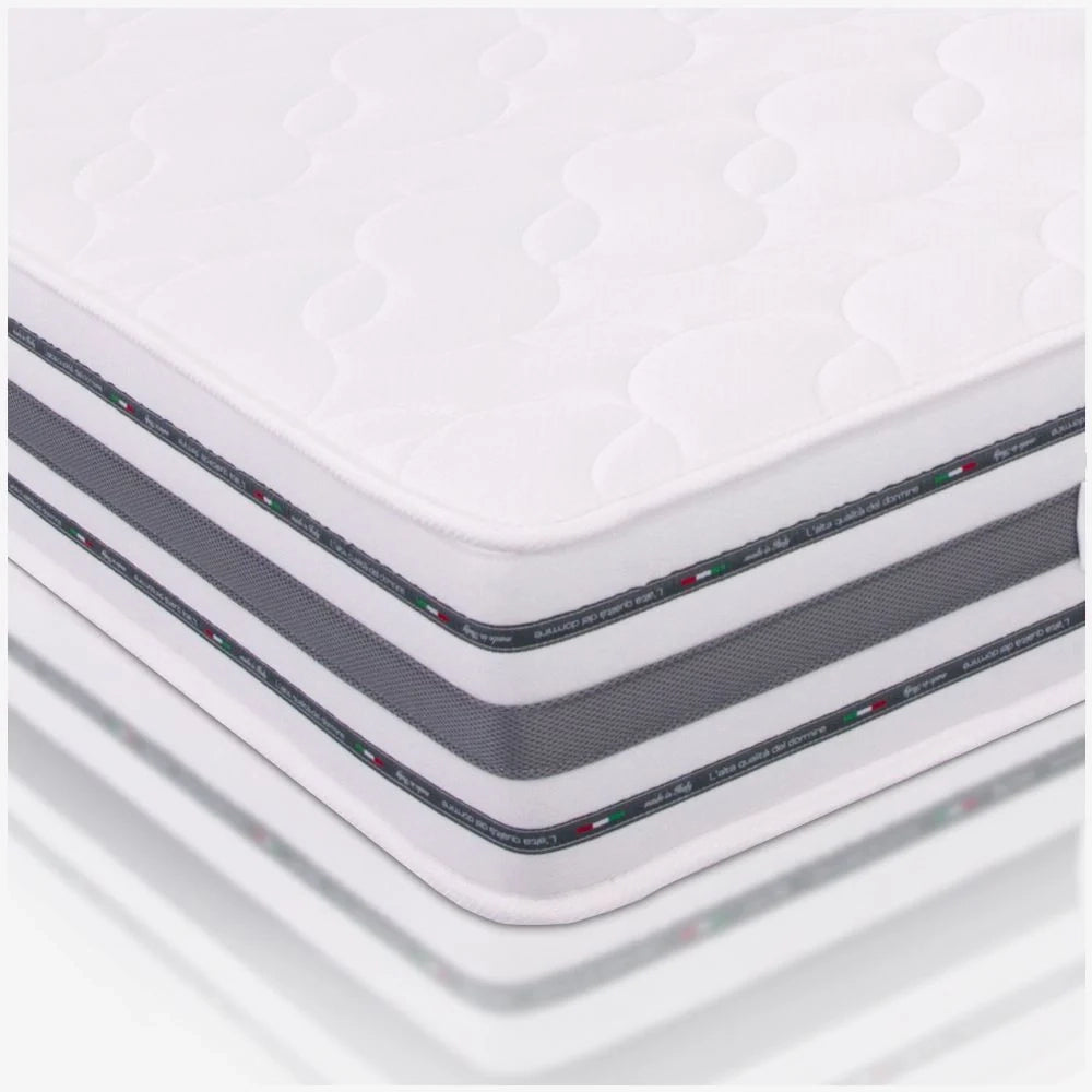 Materasso Alla Francese 140x200 cm a Molle Bonnel e Memory, alto 26 cm - Box System, Traspirante | Rubino
