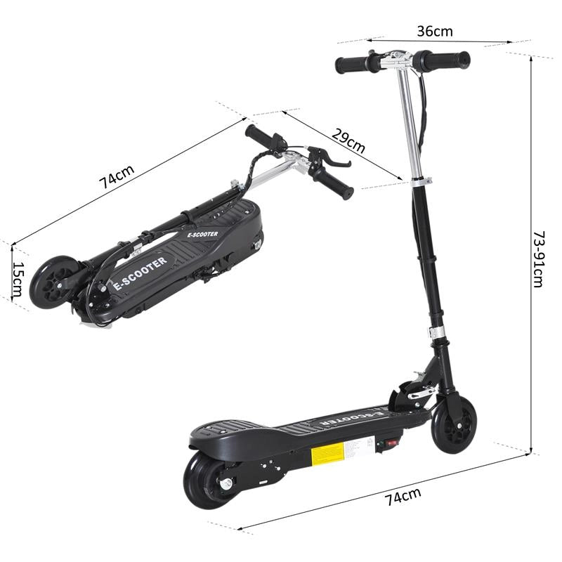 MONOPATTINO ELETTRICO PER BAMBINI PIEGHEVOLE 12KM/H NERO