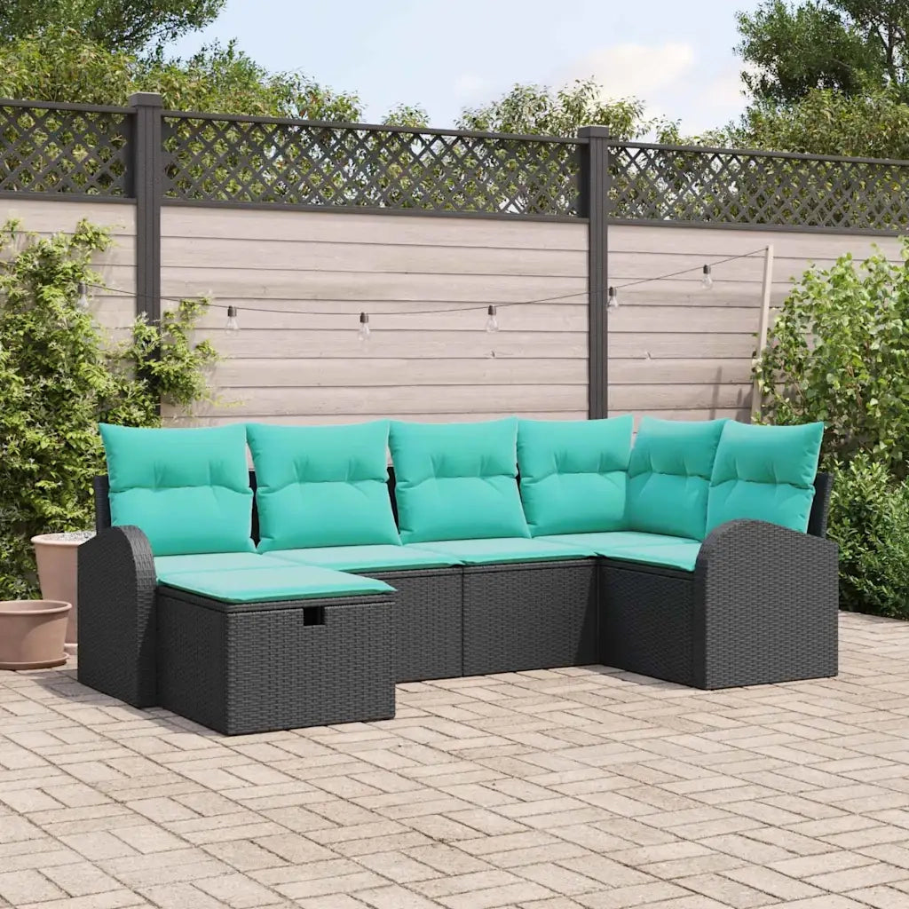 Set Divano da Giardino con cuscino 6 pcs Nero polyrattan 3360417