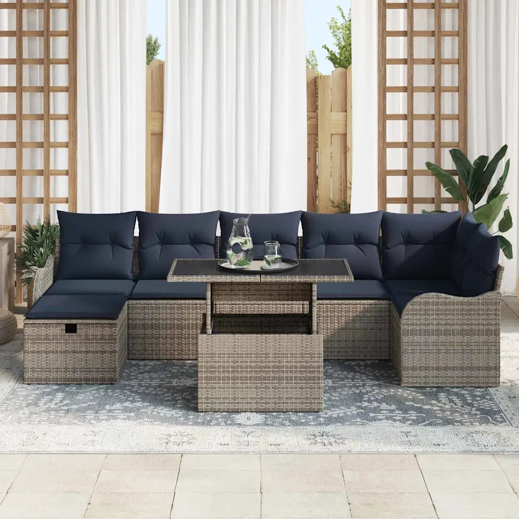 Set Divano da Giardino 8 pz Grigio polyrattan 3359732