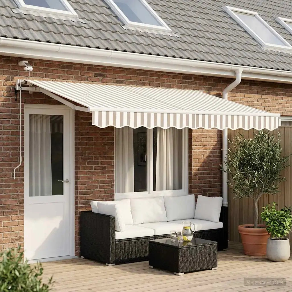 Tenda retrattile Grigio chiaro e bianco 450 × 300 cm Poliestere 3426180