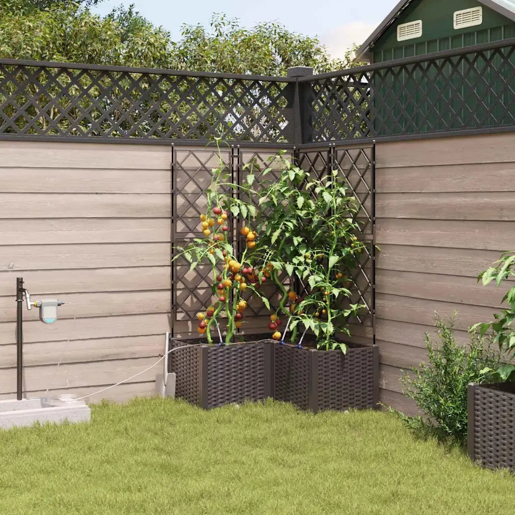 Fioriere | Cassetta per fiori | Vaso da giardino 3 pz Marrone 80 x 80 x 142 cm Plastica