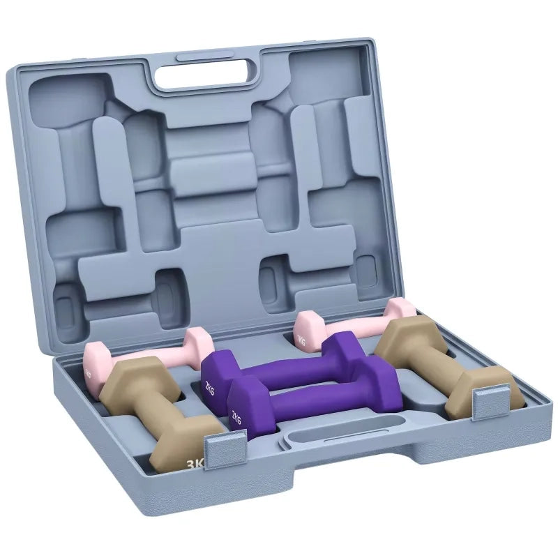 Set Manubri in Acciaio, 6 Pezzi: 2x1kg, 2x2kg, 2x3kg