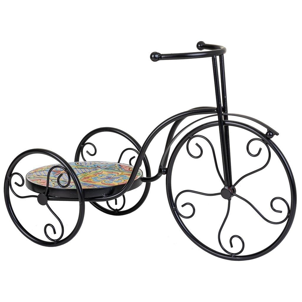 Portavaso bici in mosaico e metallo Multicolore 53x23,5x36h