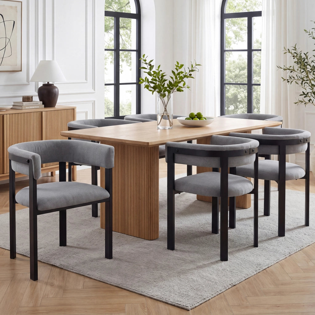 SEDIA da pranzo Set da 2 pezzi in chenille grigio