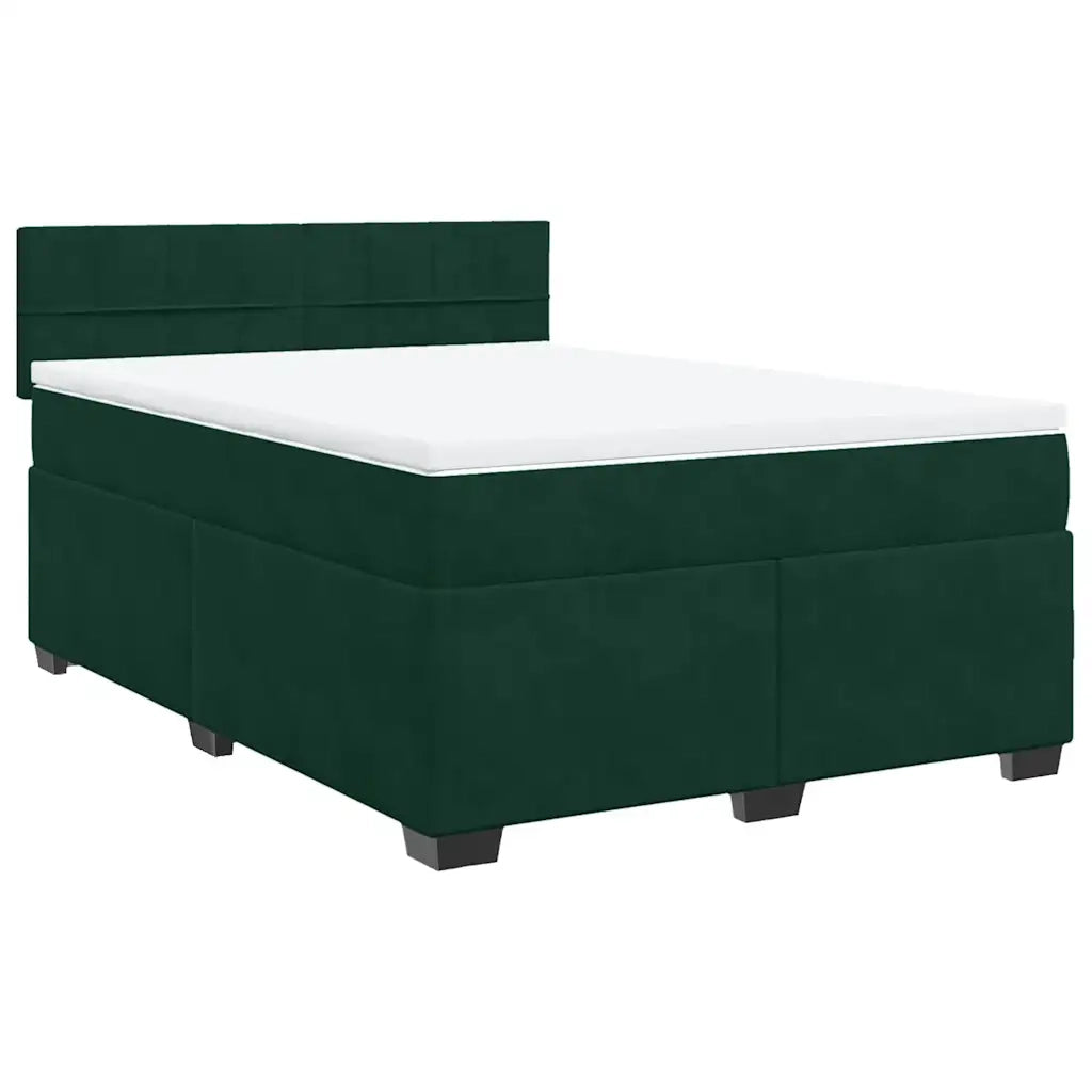Giroletto a Molle con Materasso Verde Scuro 160x200 cm Velluto 3286357