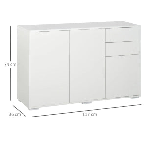 MADIA con 2 cassetti e 3 ante 117x36x74 cm Bianca