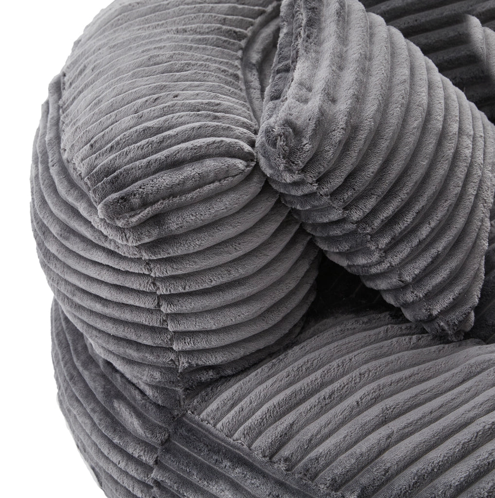Poltrona sacco oversize in velluto a coste grigio scuro con schienale alto HOMVRA