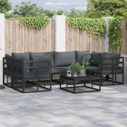 Set Divano da Giardino con cuscino 7 pcs Nero Alluminio 3378945