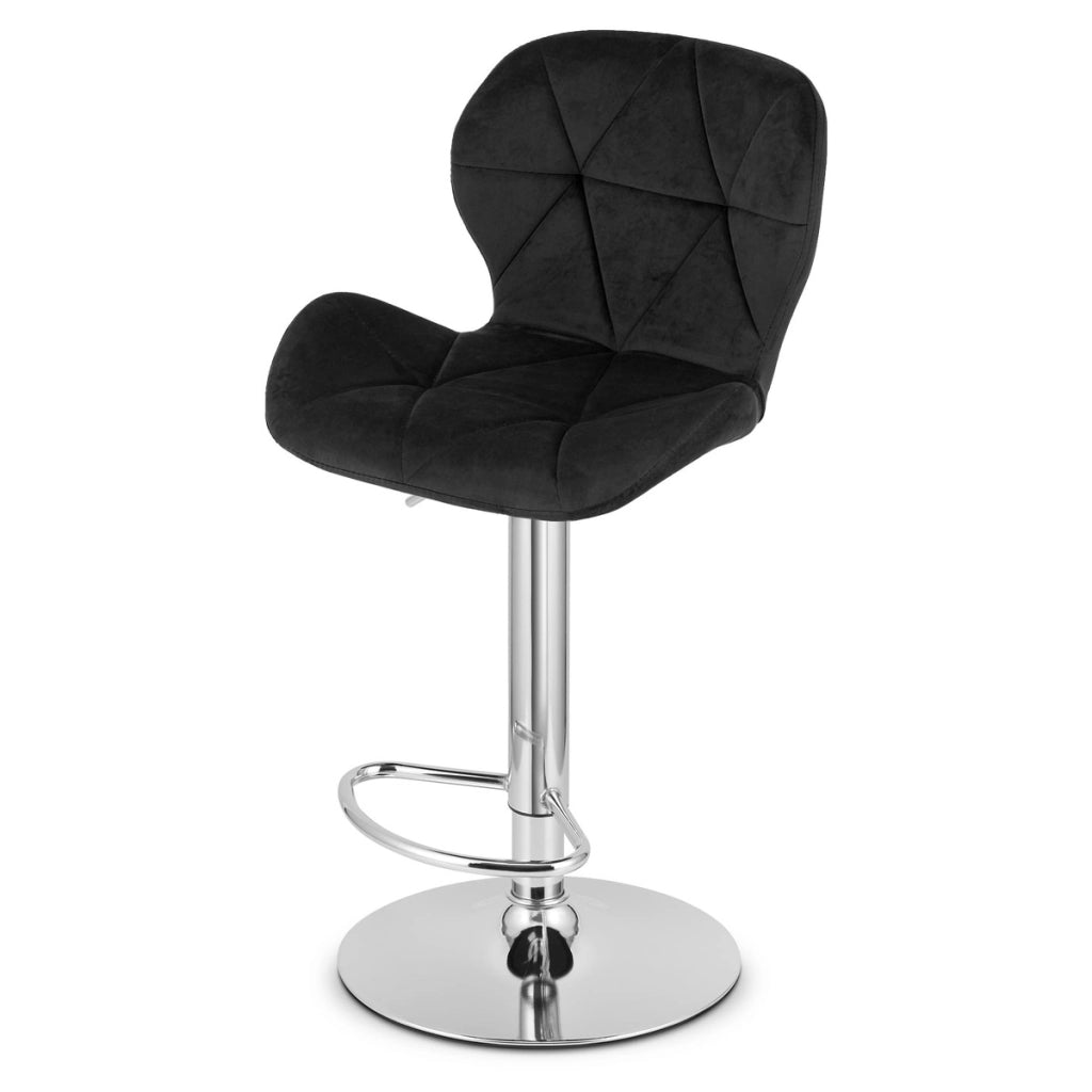 Set di 2 Sgabelli West in Velluto Nero con Base Cromata