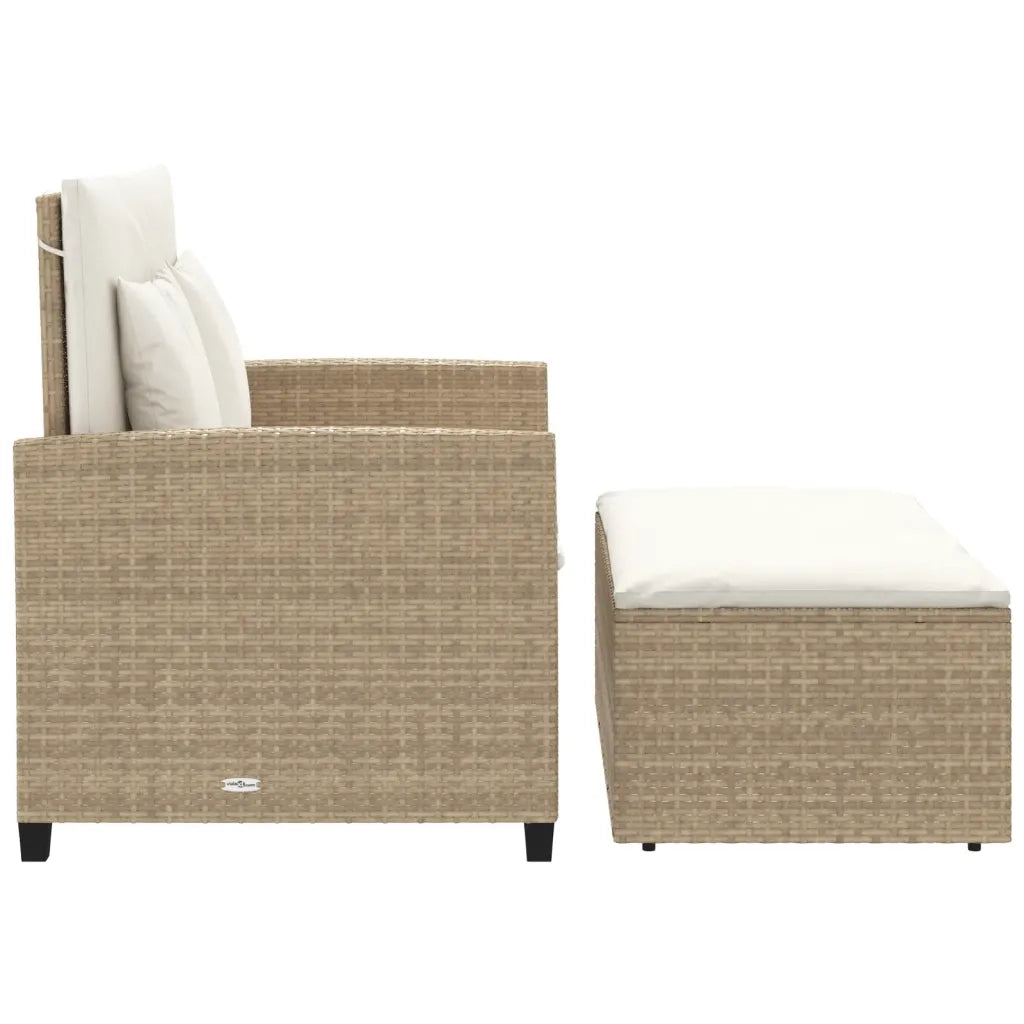 Divano da Giardino con Cuscini a 2 Posti Beige in Polyrattan 365135