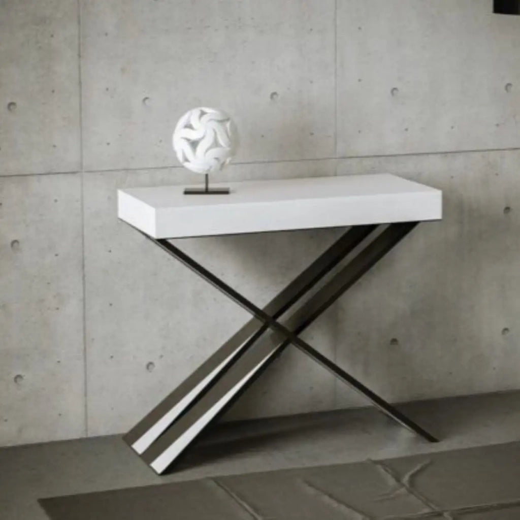 Consolle allungabile 90x40/196 cm Diago Small bianco frassino gambe antracite