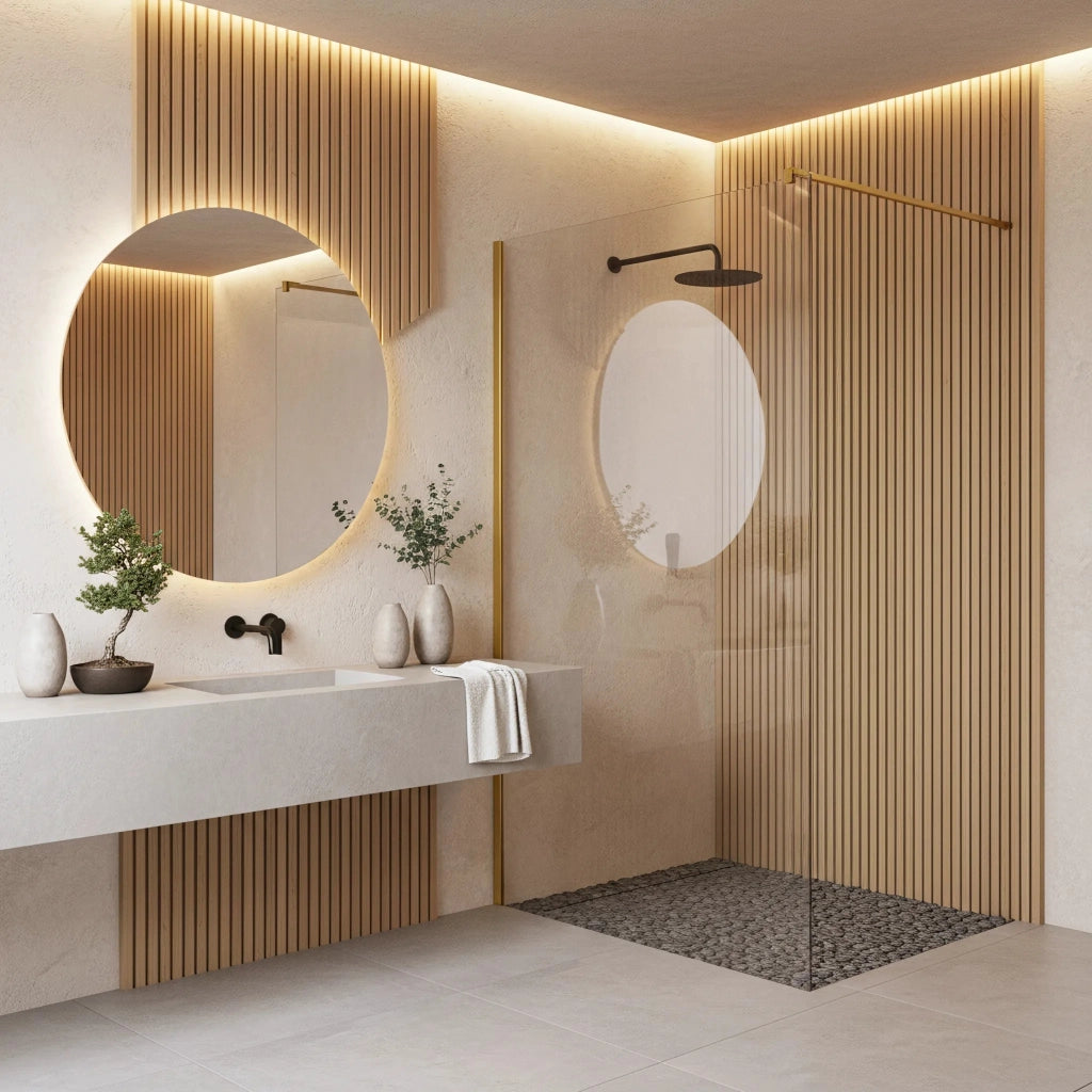 Parete Doccia Rea Flexi Transparent / Brush Gold 70