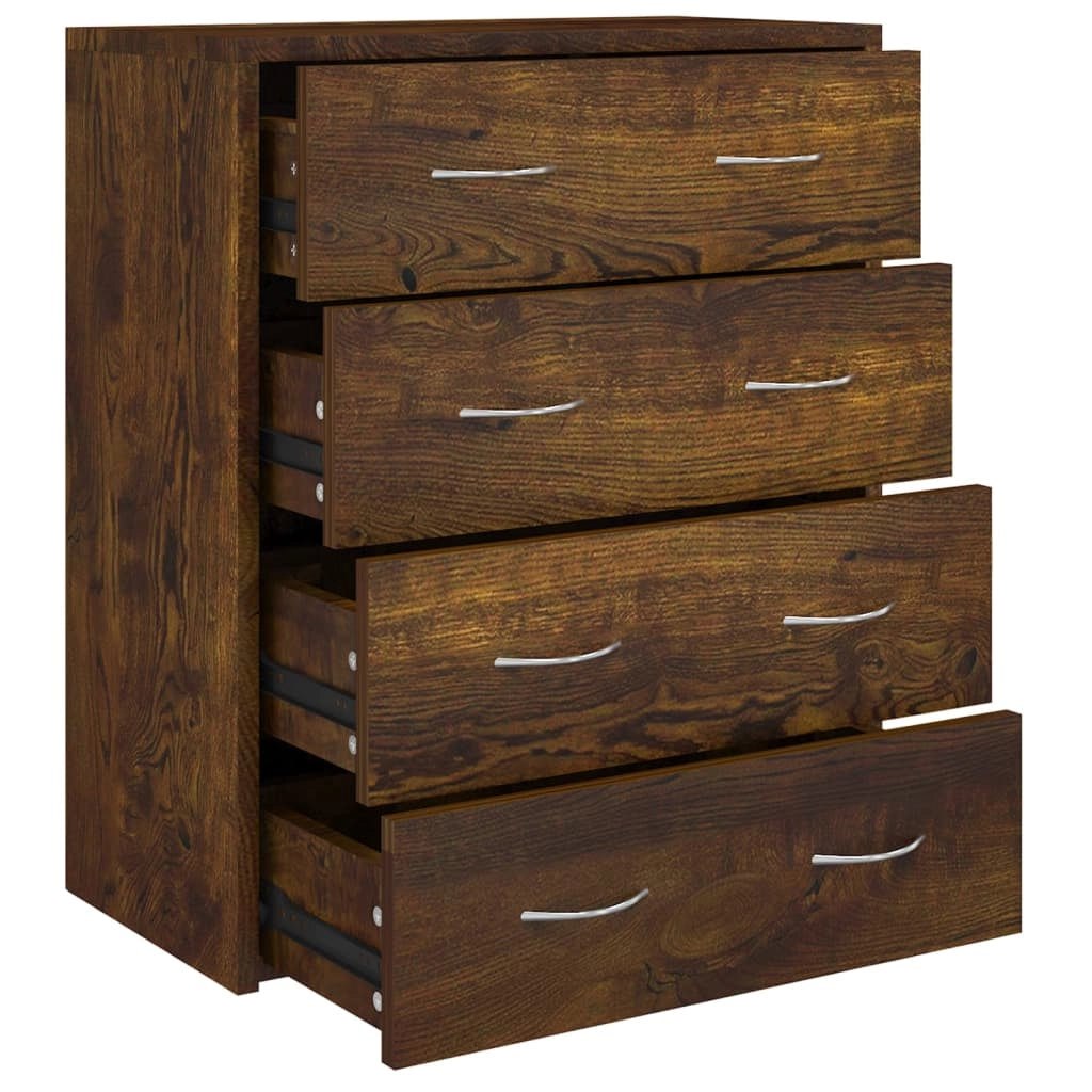 Buffet credenza cassettiera mobiletto mobile contenitore organizer per cucina soggiorno salotto con 4 cassetti 60 x 30,5 x 71 cm marrone fumé 02_0029751