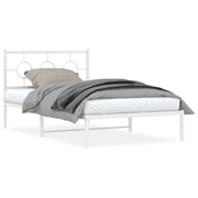 Letto singolo | Letto per adulti | Giroletto con Testiera e Pediera Metallo Bianco 107x203 cm