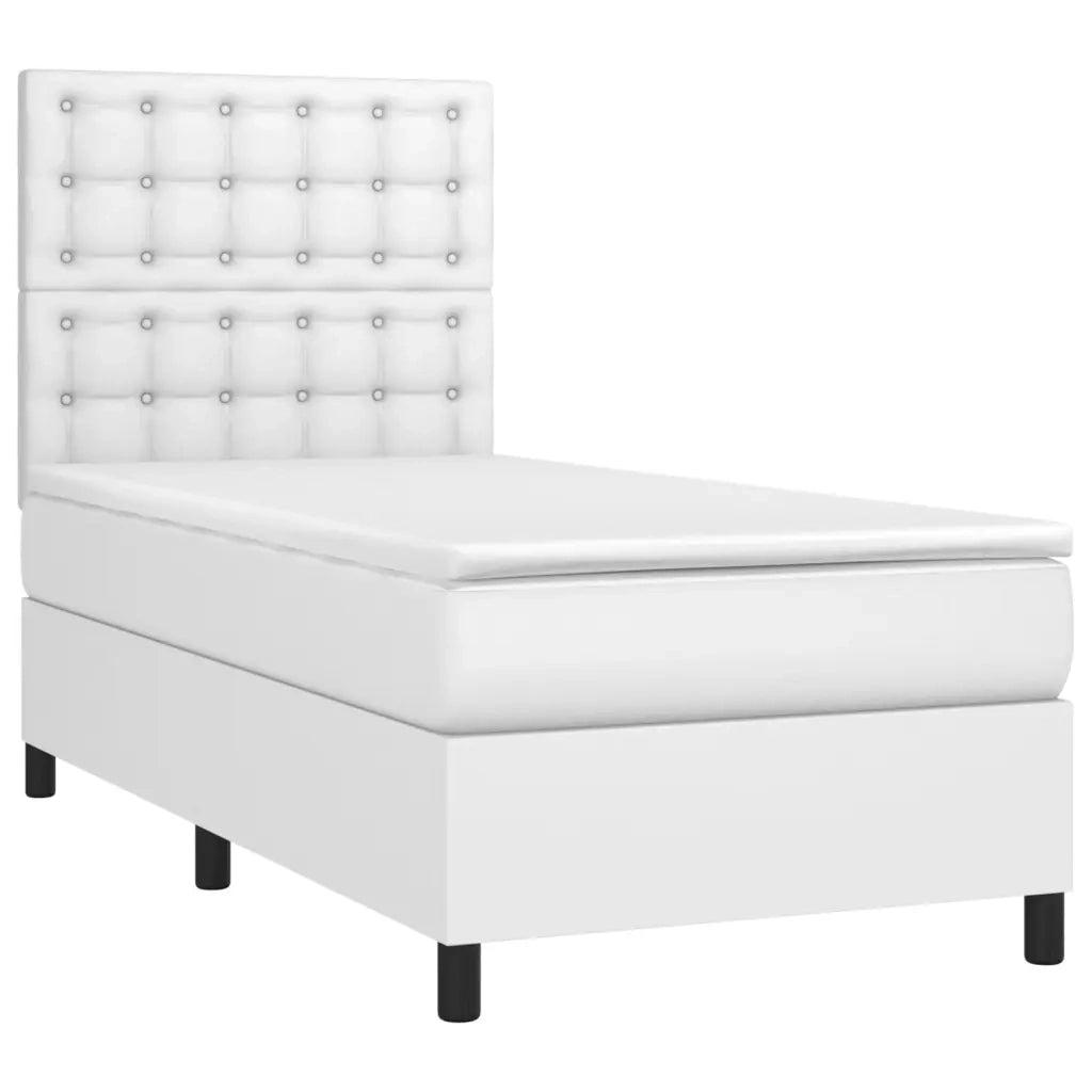 Giroletto Molle con Materasso e LED-Struttura Letto Bianco 90x190 cm Similpelle 135957