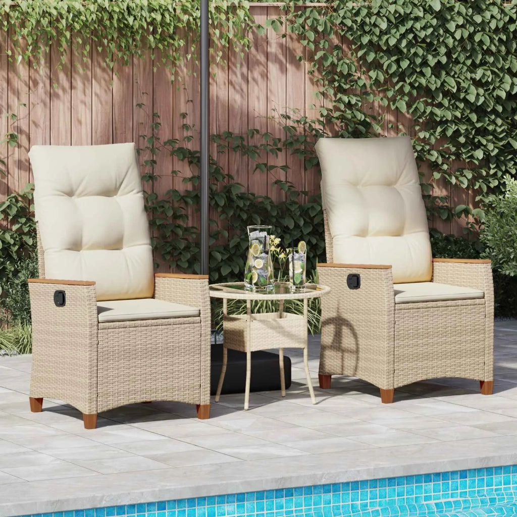 Sedia da giardino reclinabile Beige e Crema 64 x 57,5 x 112 cm 42026866
