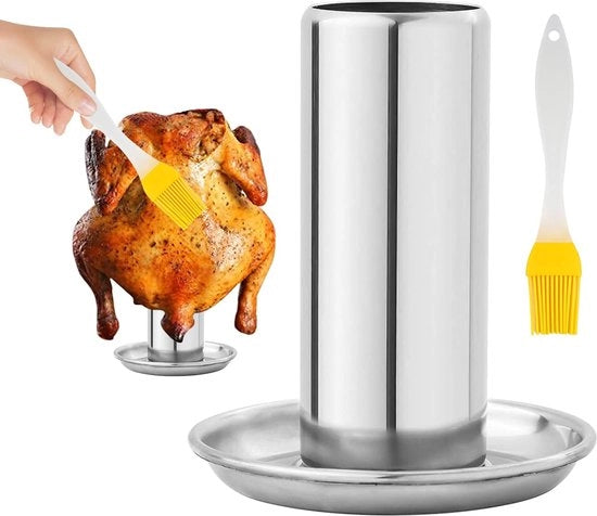 Custodia per polli in acciaio inossidabile, pollicottero, custodia per polli in acciaio inossidabile, trattamento antiaderente, pollicottero verticale, pollicottero con bacino di asciugatura, per uccelli da griglia per forno