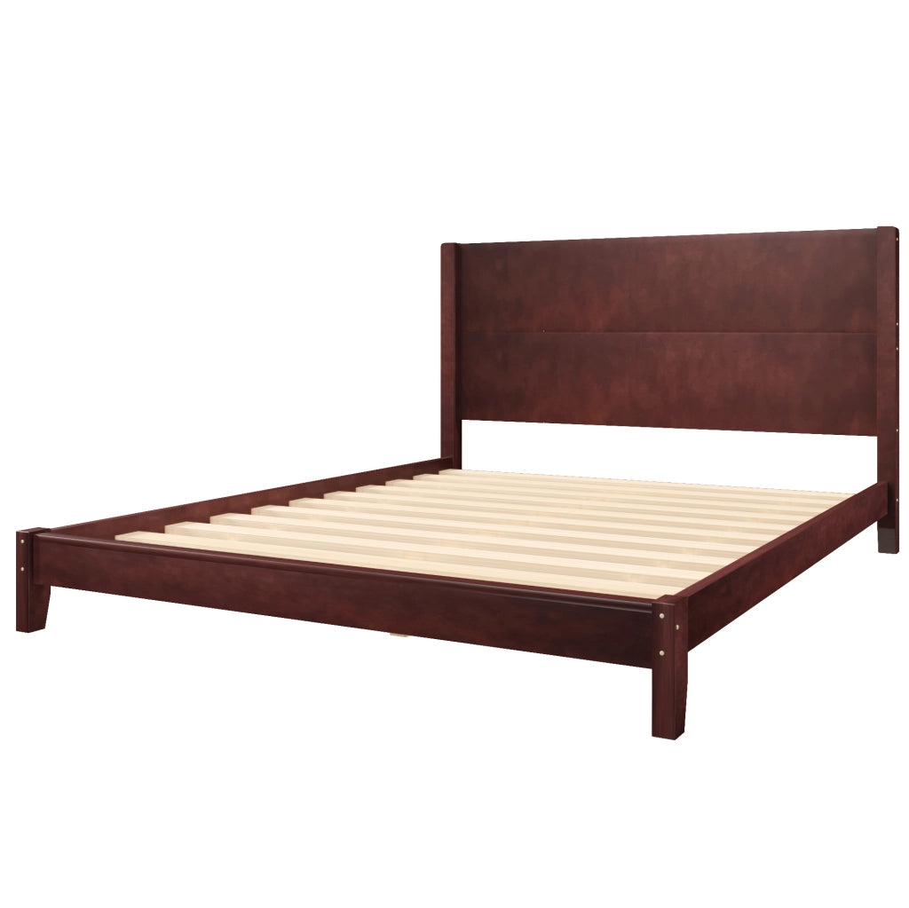 Letto a piattaforma 160x200 cm con testiera e 11 doghe; MDF e compensato; marrone