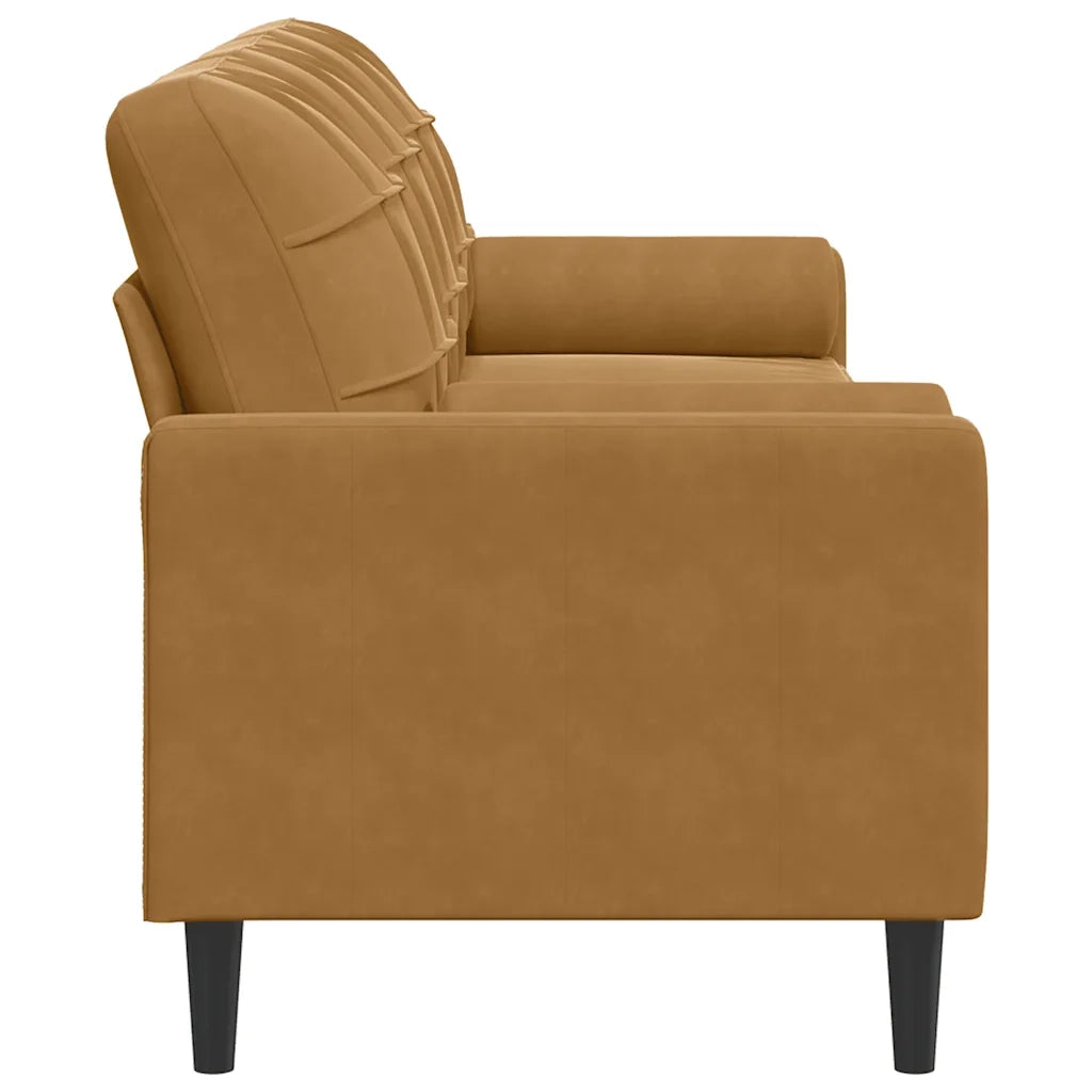 Divano a 3 Posti con Cuscini Marrone 210 cm in Velluto 3278246