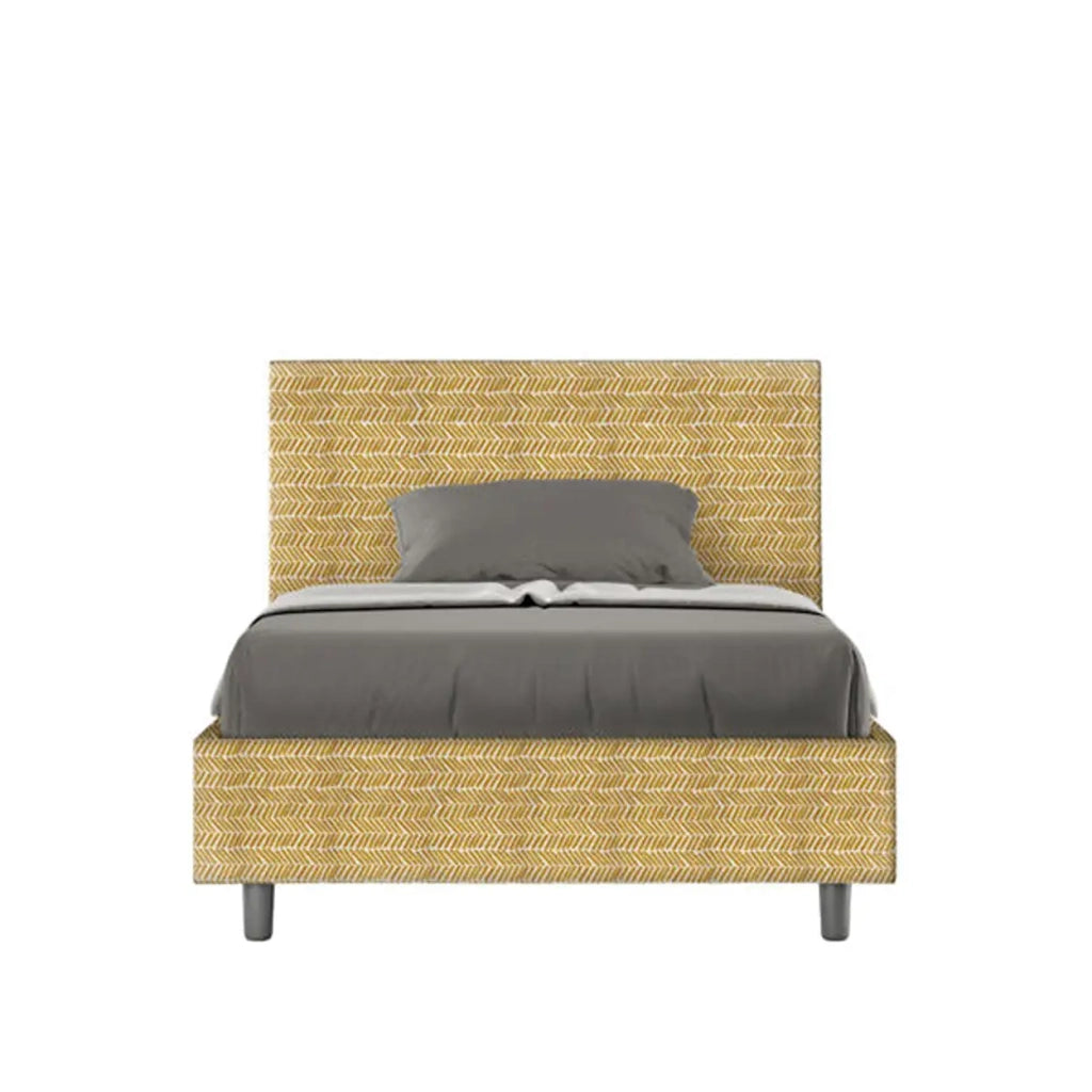 Letto una piazza e mezza con rete imbottito 120x200 tessuto Aragona 3 giallo Adele