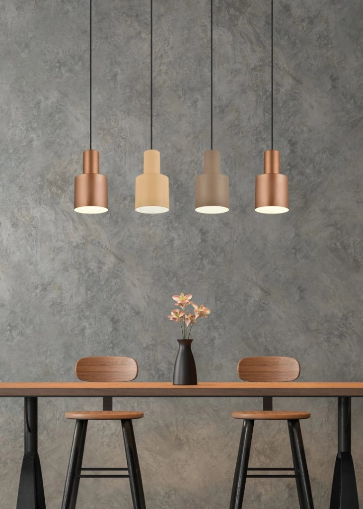Lampada a sospensione 4 diffusori, metallo, multicolor, 87x150x12 cm, Agudo