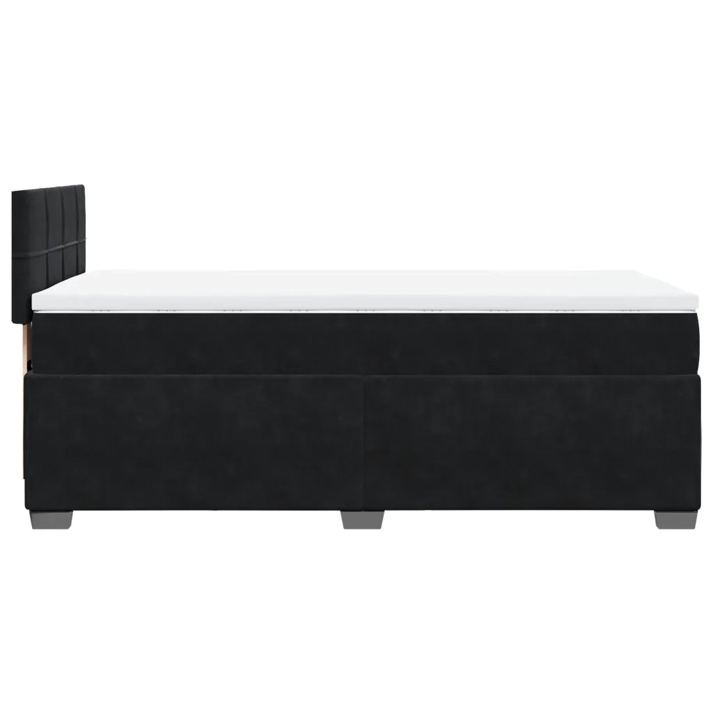 Giroletto a Molle con Materasso-Struttura Letto Nero 80x200 cm in Velluto 672695