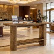 Consolle moderna dal design sottile in legno ingegnerizzato marrone salvaspazio per ingresso e soggiorno 153 × 38 × 16 cm