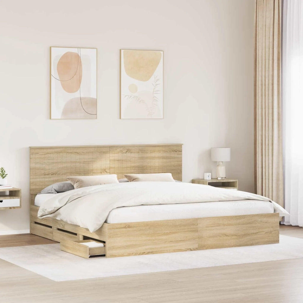 Struttura del letto con cassetto Rovere Sonoma 200 x 200 cm 3411084