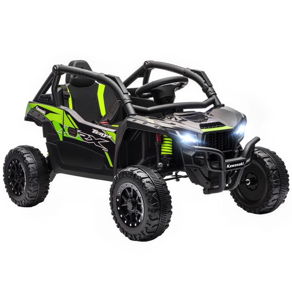 KAWASAKI TERYX KRX 1000 UTV Macchina Elettrica Bambini 12V con Telecomando 2,4 GHz e 2 Motori 25W Fuoristrada Robusto 100 x 64 x 56 cm Nero