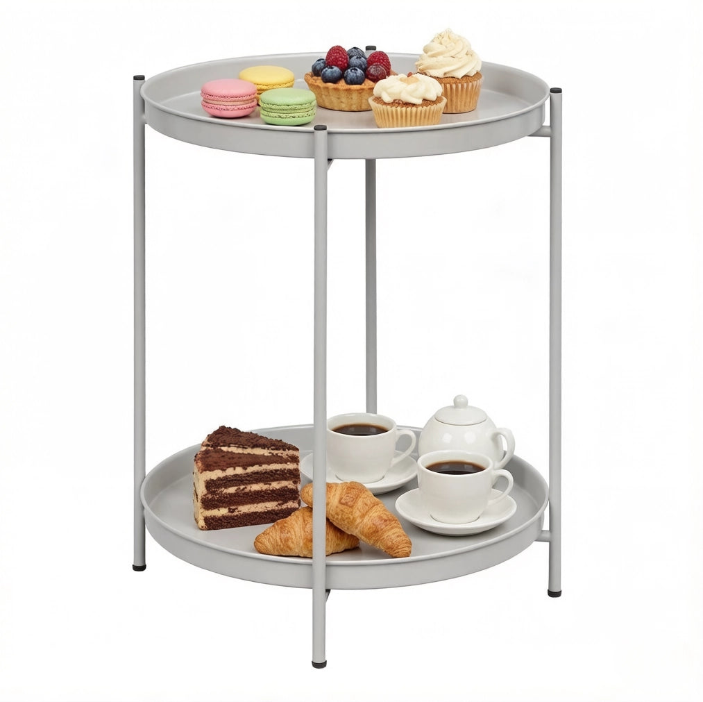 Tavolino rotondo multifunzione in metallo 44x44x53 cm, portata 20 kg, stile moderno