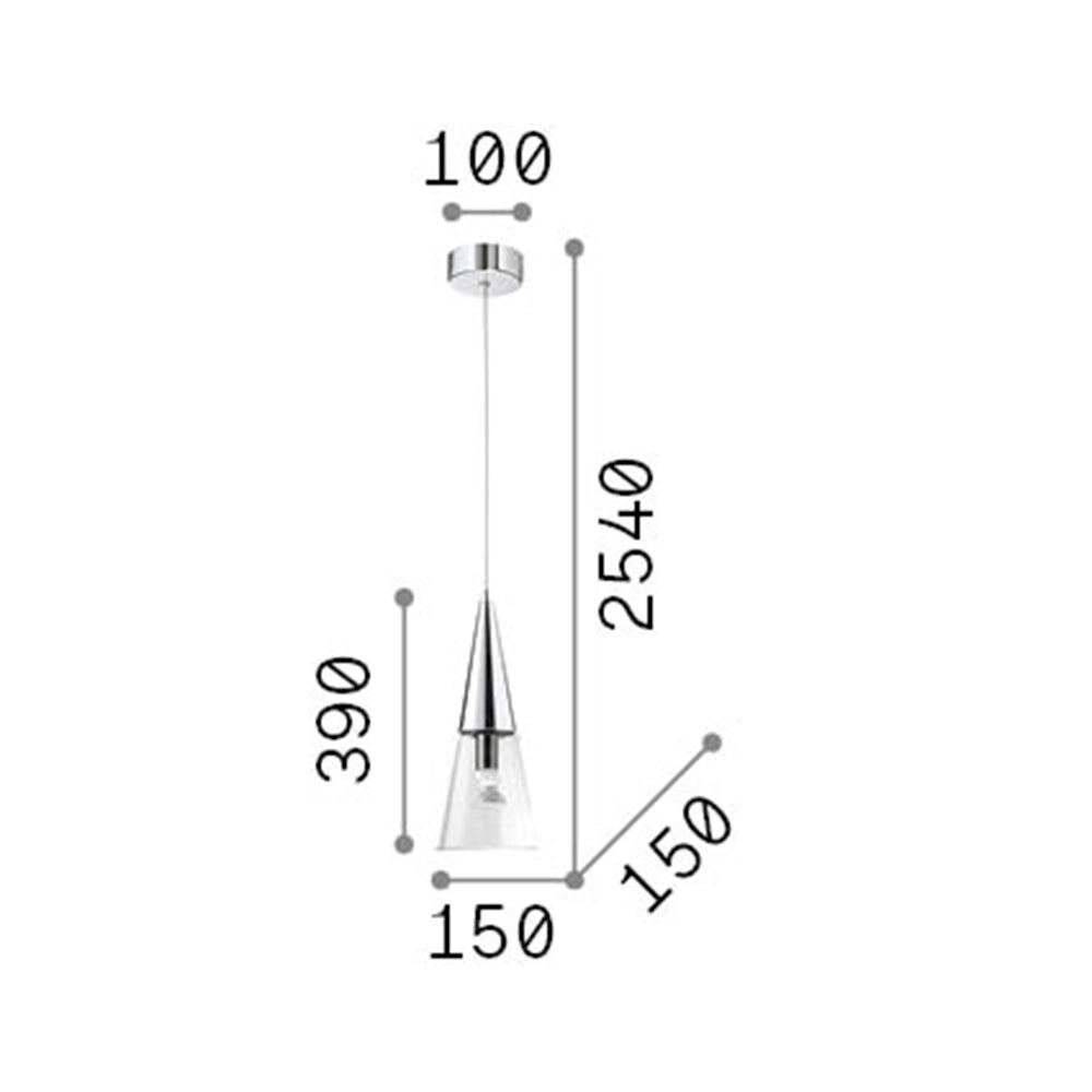 Sospensione Moderna Cono Metallo Cromo 1 Luce E14