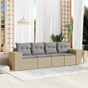 Set Divano da Giardino 4 pz con Cuscini-Sofa da Giardino-Divanetto da esterno Beige in Polyrattan 154281
