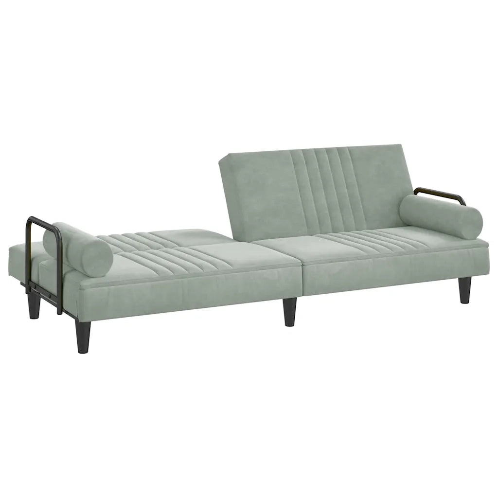 Divano letto | Sof¨¤ letto | Letto singolo con Braccioli Grigio Chiaro in Velluto