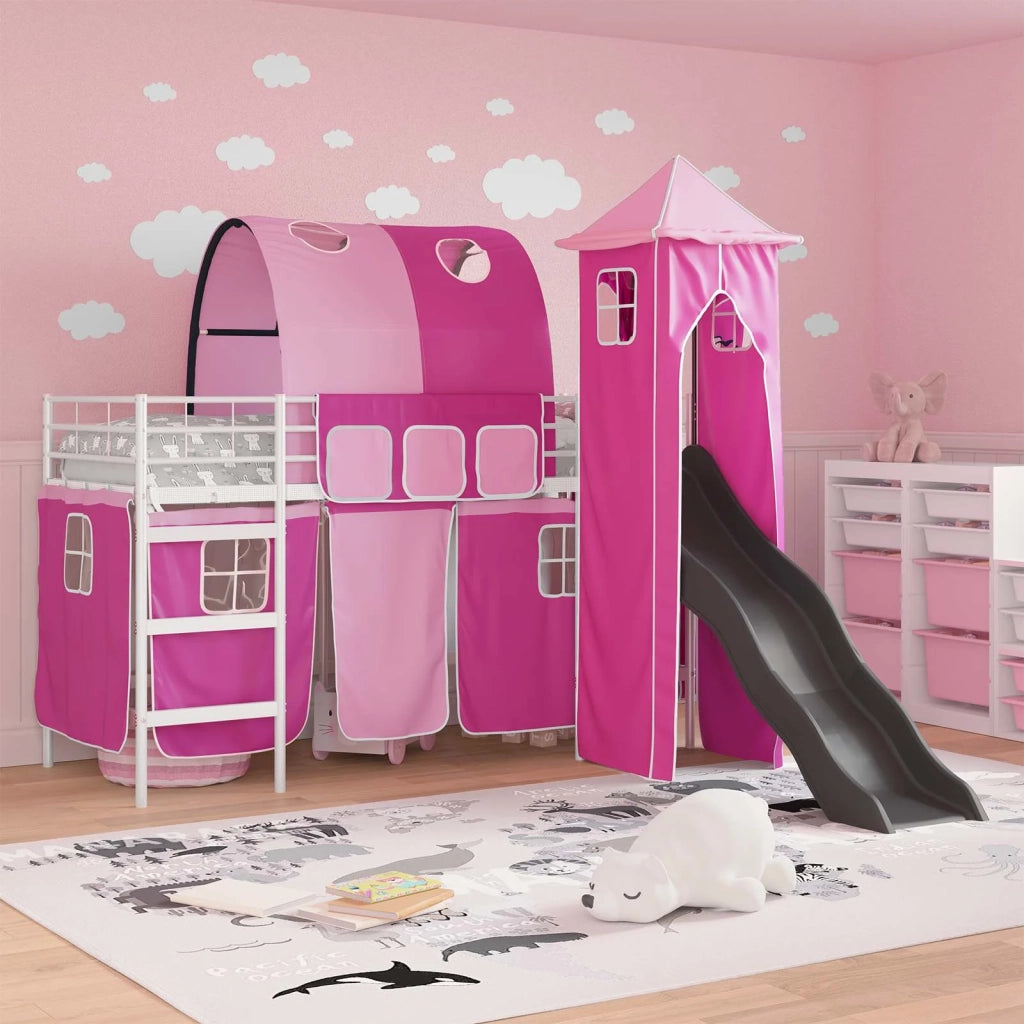 Struttura del letto loft per bambini Bianco e Rosa 90 x 190 cm 42020908
