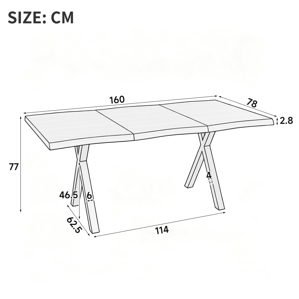 Tavolo da Pranzo 180x78 cm 4-6 Posti LEMONMAX; Piano MDF 28 mm con Bordi Ondulati; Gambe a X in Metallo; Finitura Effetto Noce; Portata 60 kg