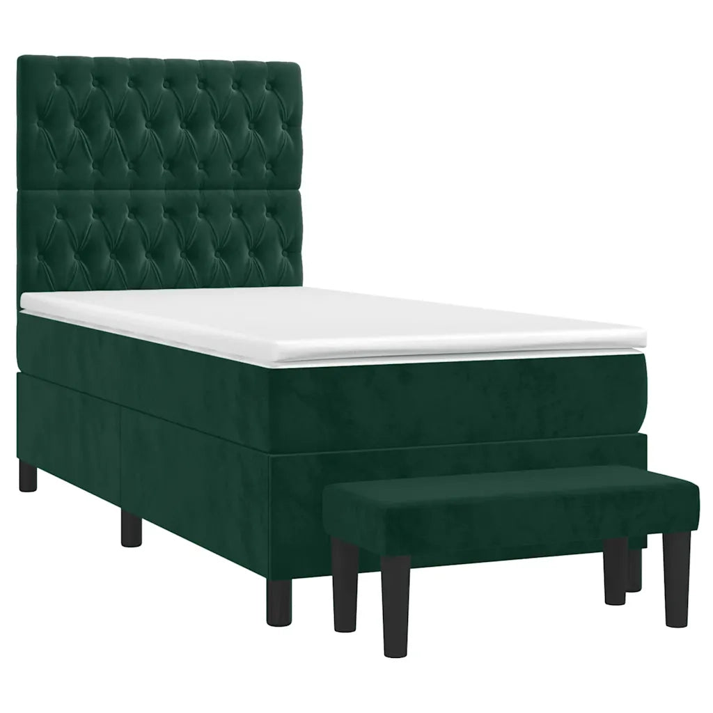 Giroletto a Molle con Materasso Verde Scuro 90x190 cm Velluto